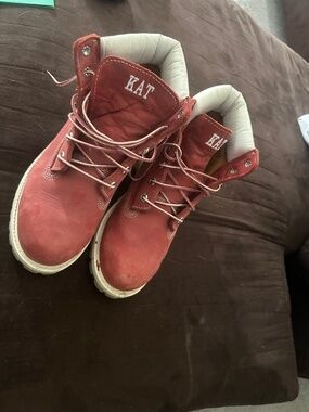 Personalized Res timberland boots